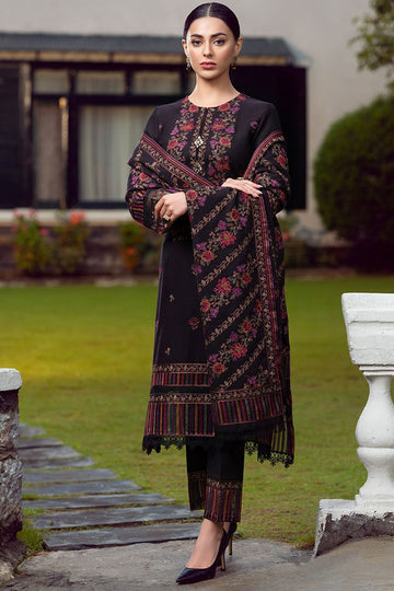 3 Piece - Unstitched Heavy Embroided Dhanak fabric With Embroided Dhanak Shawl BR-920